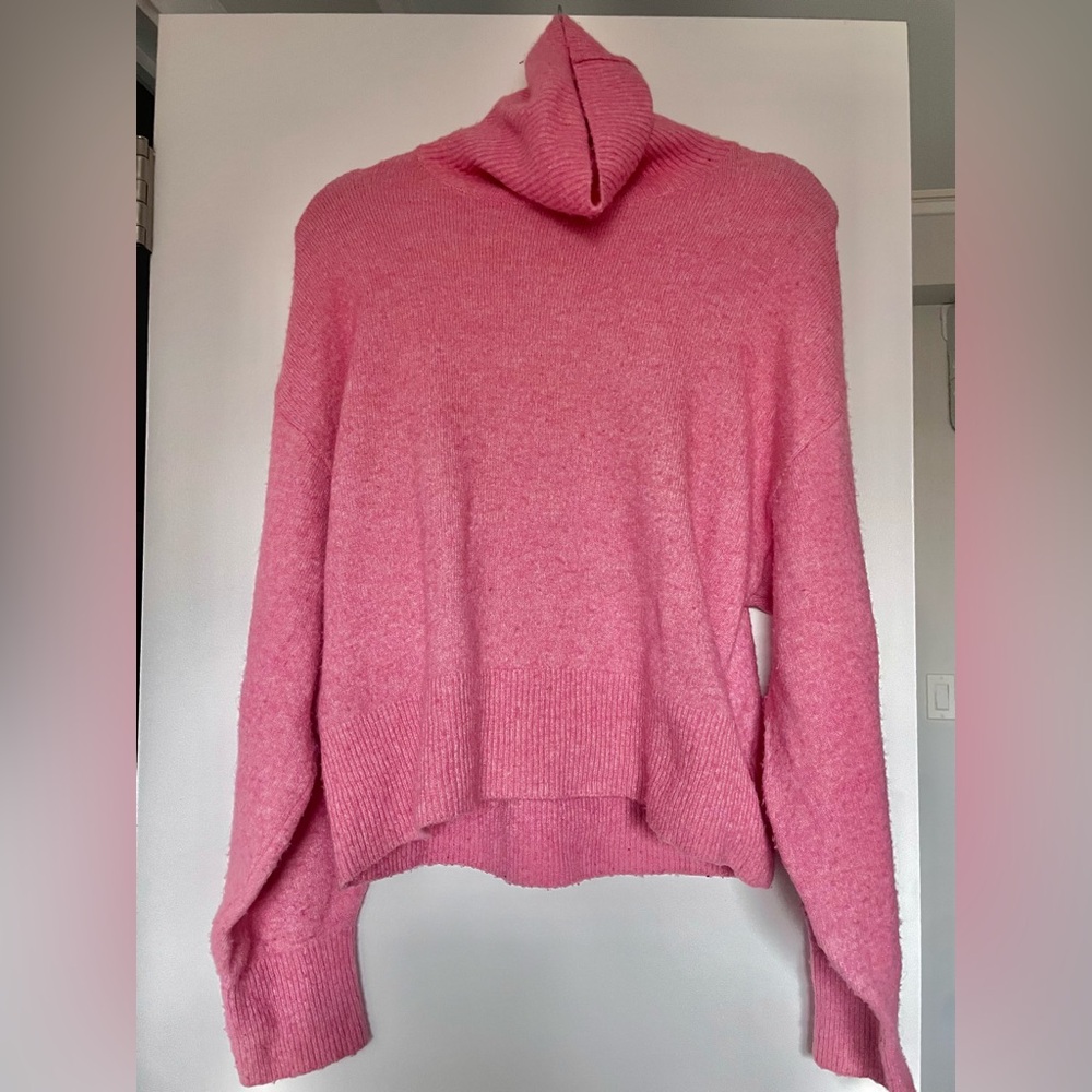 Cute fluffy pink turtleneck